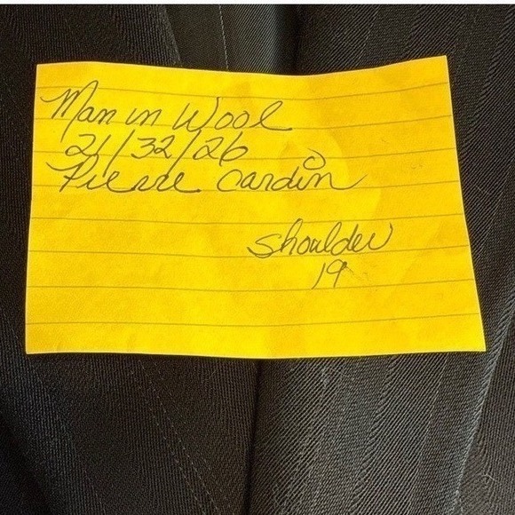 Pierre Cardin Men's 100%Wool Pinstripe Suit Jacket/Blazer, Navy, y2K, mob, power - Picture 9 of 9